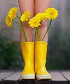Gumboots And Yellow Flowers Diamond Painting