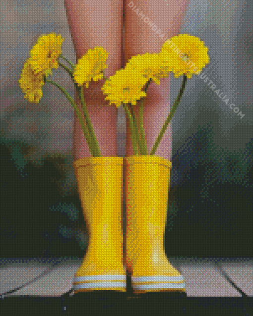 Gumboots And Yellow Flowers Diamond Painting