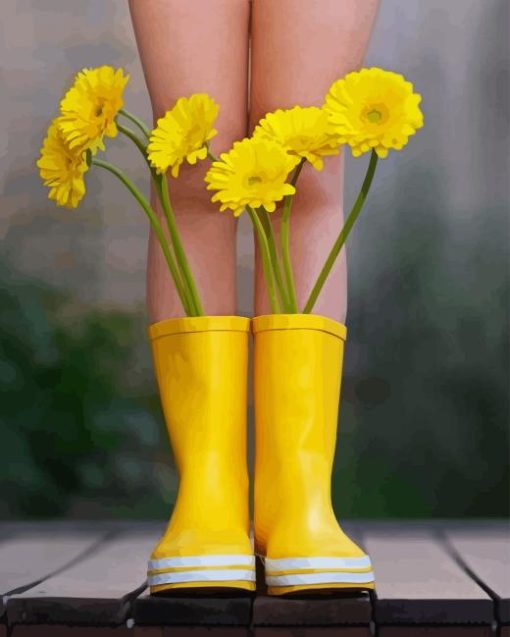 Gumboots And Yellow Flowers Diamond Painting