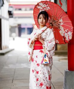 Japanese Lady With Umbrella Diamond Painting
