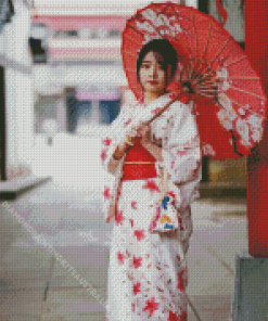 Japanese Lady With Umbrella Diamond Painting