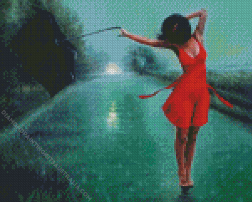 Lady With Red Dress Diamond Painting