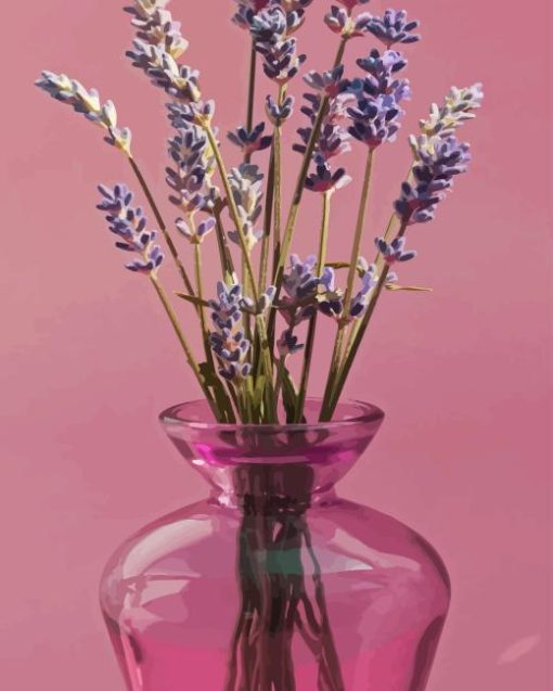 Lavender Flowers In Vase Diamond Painting