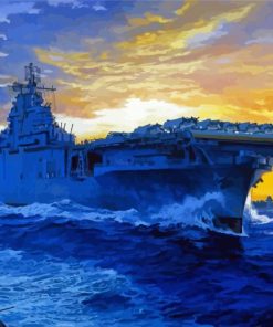 Military Ships At Sunset Diamond Painting