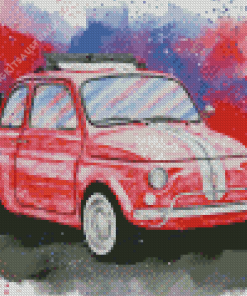 Red Fiat 500 Art Diamond Painting