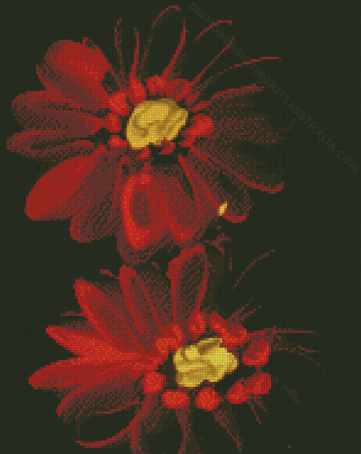 Red Gerbera Daisy Flowers Diamond Painting