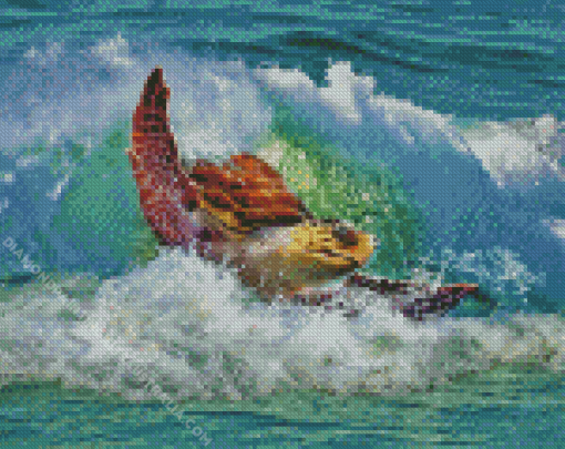Sea Turtle In Wave Diamond Painting