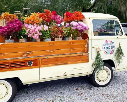 Truck Of Colorful Flowers Diamond Painting