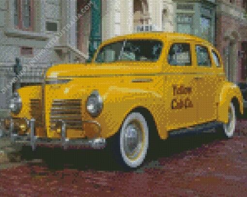 Vintage Yellow Taxi Cab Diamond Painting