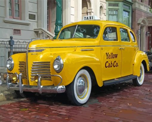 Vintage Yellow Taxi Cab Diamond Painting