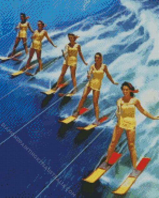 Water Ski Vintage Girls Diamond Painting