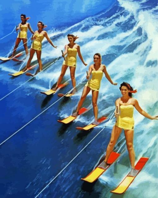 Water Ski Vintage Girls Diamond Painting