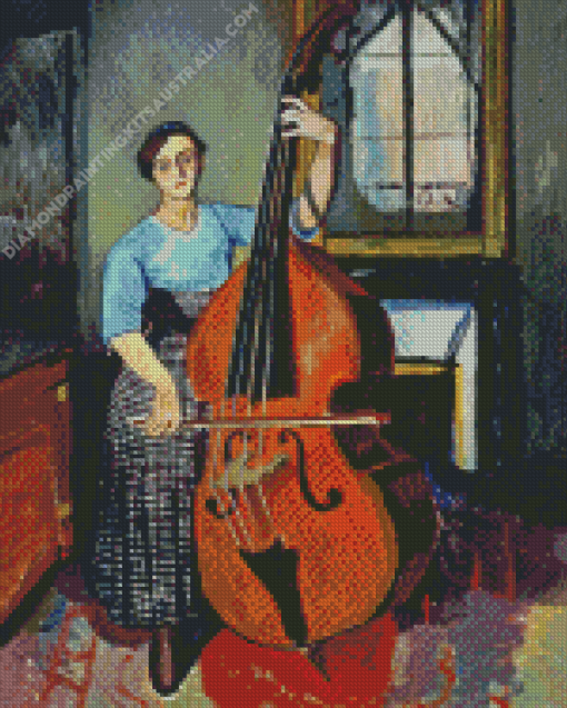 Woman With A Double Bass Diamond Painting
