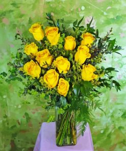 Yellow Roses In Vase Diamond Painting