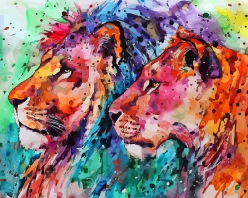 Abstract Colorful Big Cats Diamond Painting