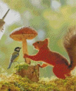 Aesthetic Tit And Red Squirrel Diamond Painting