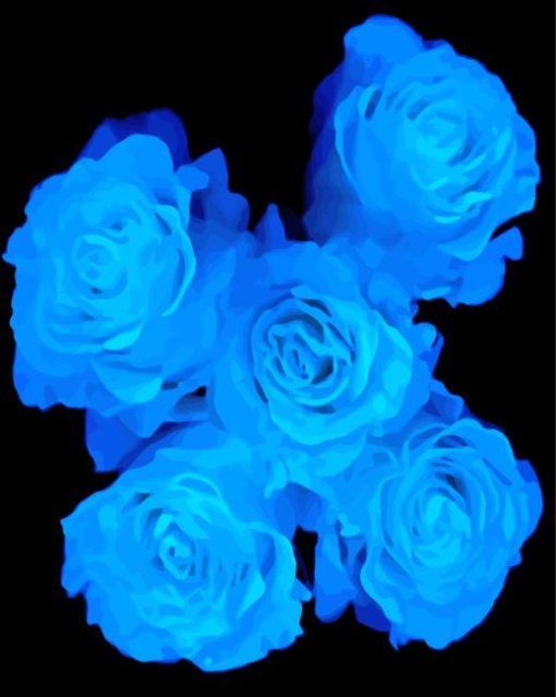 Blue Glowing Flowers Bouquet Diamond Painting