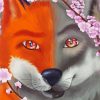 Cherry Blossom Fox And Wolf Diamond Painting