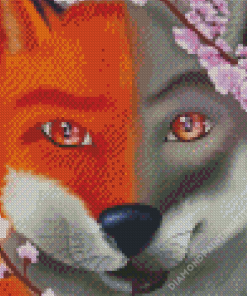 Cherry Blossom Fox And Wolf Diamond Painting