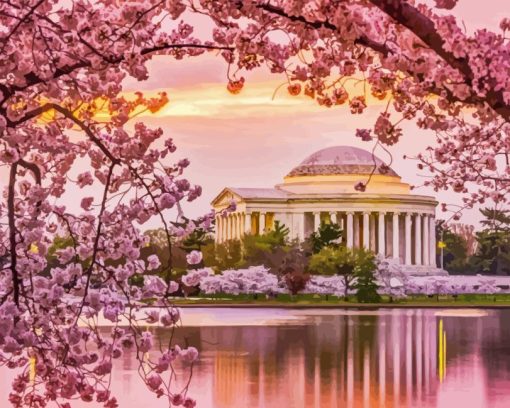 Cherry Blossoms Washington Dc Diamond Painting