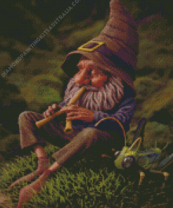 Dwarf Man Playing With A Flute Diamond Painting