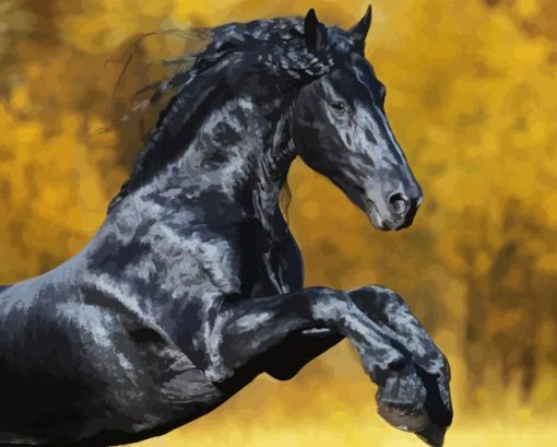 Friesian Black Horse Diamond Painting