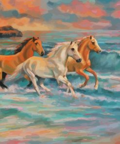 Horses At The Beach Diamond Painting