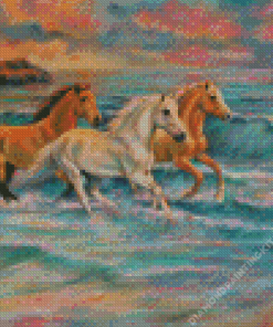 Horses At The Beach Diamond Painting