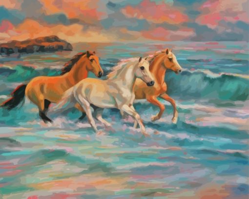 Horses At The Beach Diamond Painting