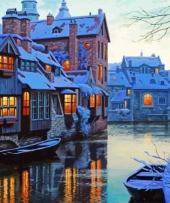 House And River Winter Diamond Painting