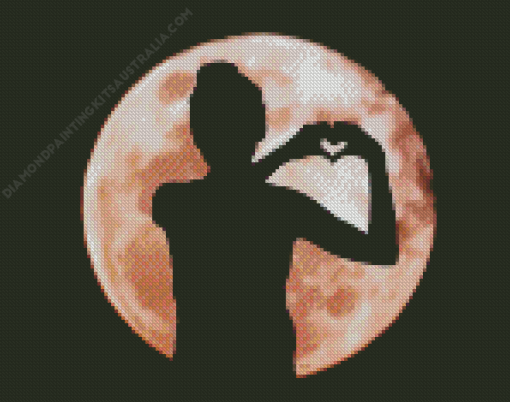 Lovely Moon Girl Silhouette Diamond Painting