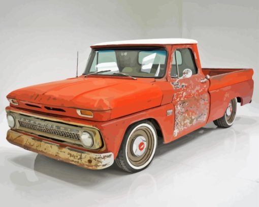 Old Red 1966 Chevy Pickup Diamond Painting