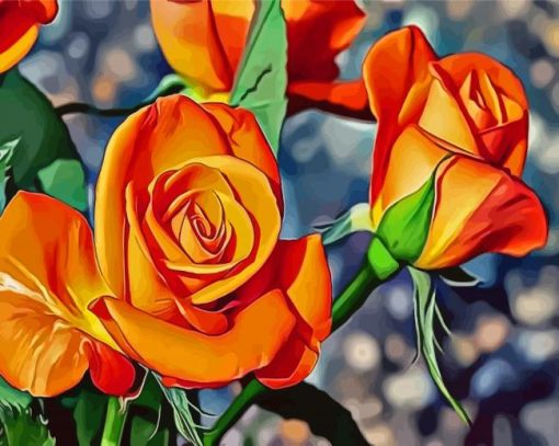 Orange Roses Diamond Painting