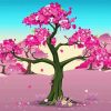 Pink Almond Tree Diamond Painting