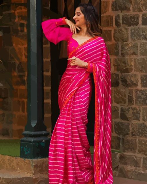 Pink Saree Diamond Painting