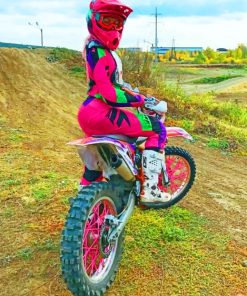Pink Dirt Bike Girl Diamond Painting