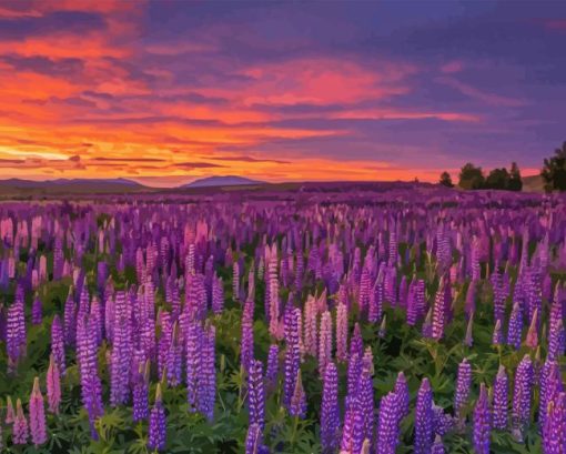 Purple Lupines Field Diamond Painting