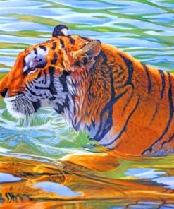 Tiger In Water Diamond Painting