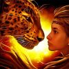 Woman And Jaguar Diamond Painting