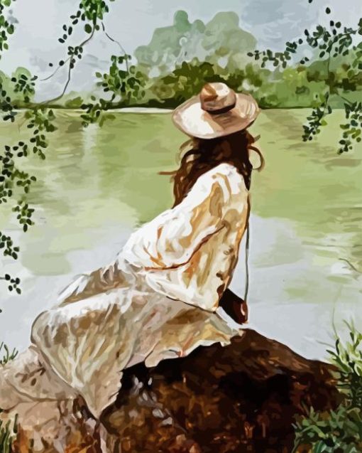 Woman And River Diamond Painting