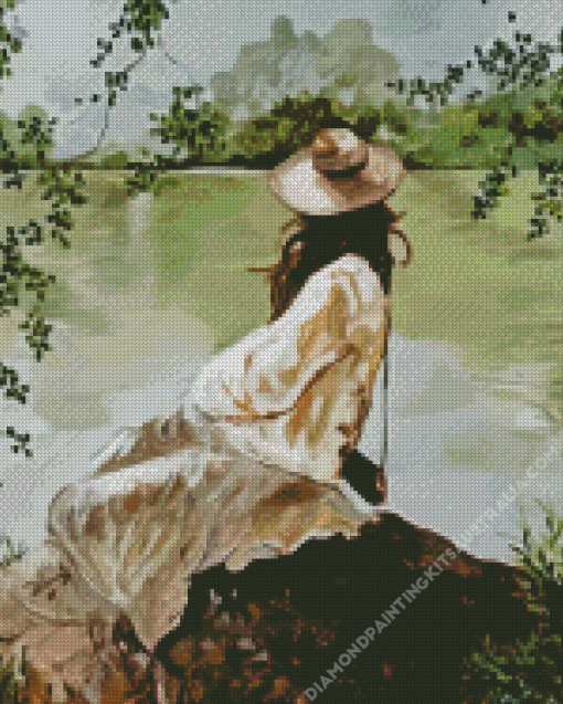 Woman And River Diamond Painting