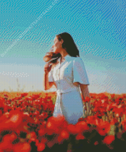 Woman In Field Flower Diamond Painting