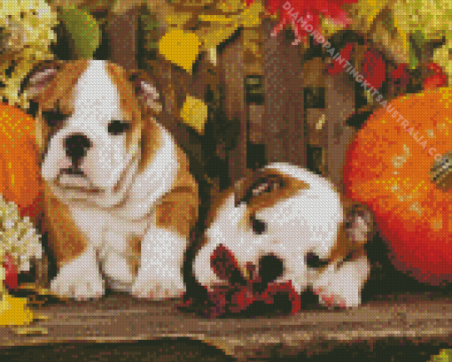 Autumn Puppies Diamond Painting