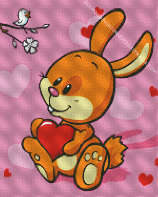 Bunny And Heart Diamond Painting