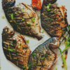 Cooked Pompano Fishes Diamond Painting
