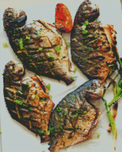Cooked Pompano Fishes Diamond Painting