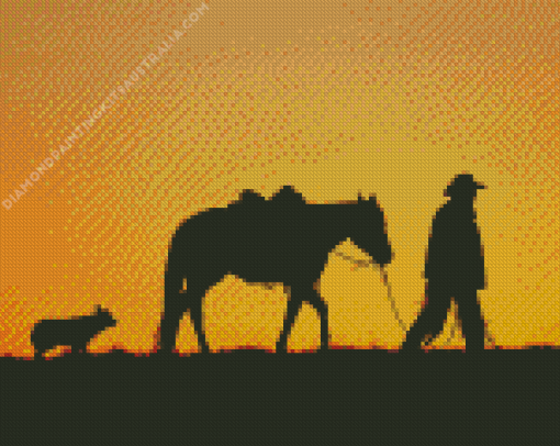 Cowboy And Horse Diamond Painting