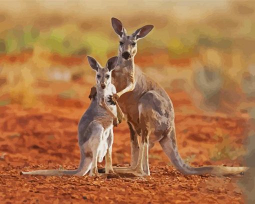 Mom And Baby Kangaroo Diamond Painting