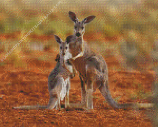 Mom And Baby Kangaroo Diamond Painting