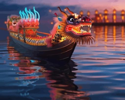 Dragon Boat Sunset Diamond Painting
